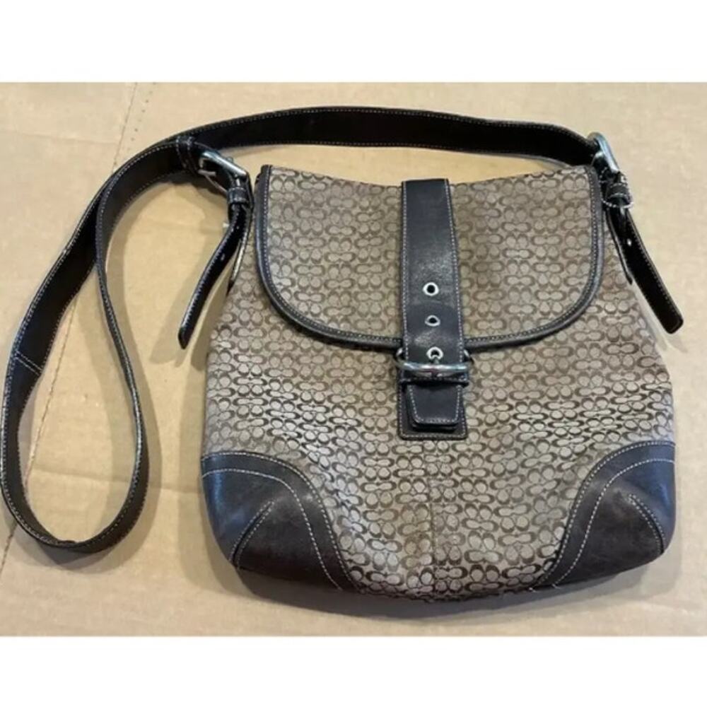 Coach Soho Signature Canvas Shoulder Bag with Leather Trim